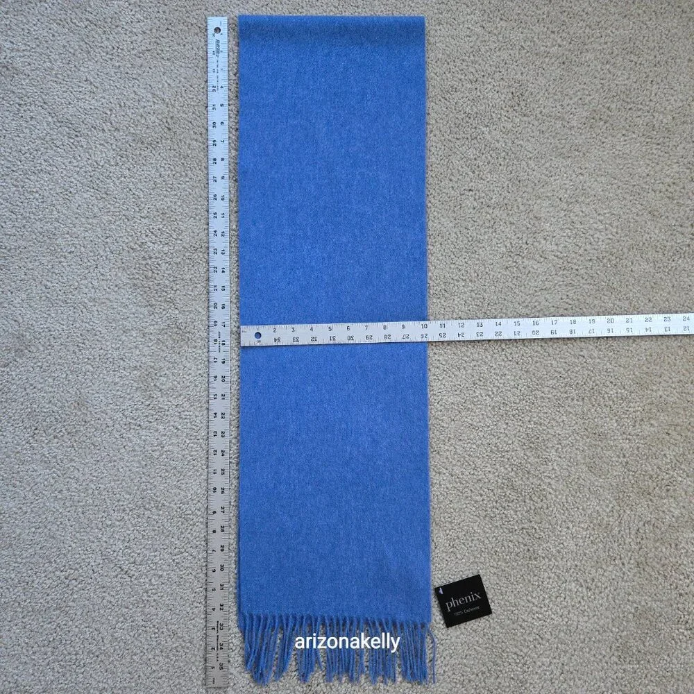 NWT Phenix 100% Cashmere Scarf Blue Fringe Nordstrom